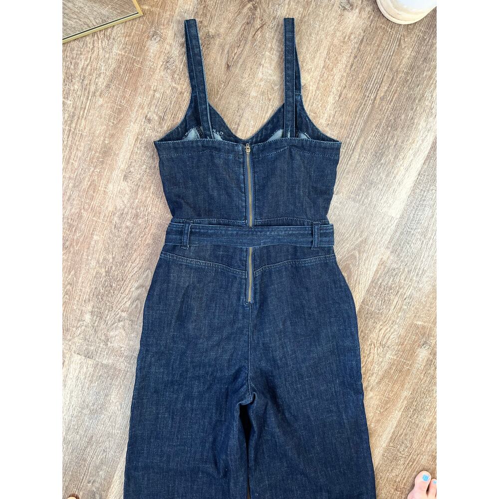 American Eagle Denim V-Neck Jumpsuit Wide Leg Relaxed Fit - Picture 4 of 7